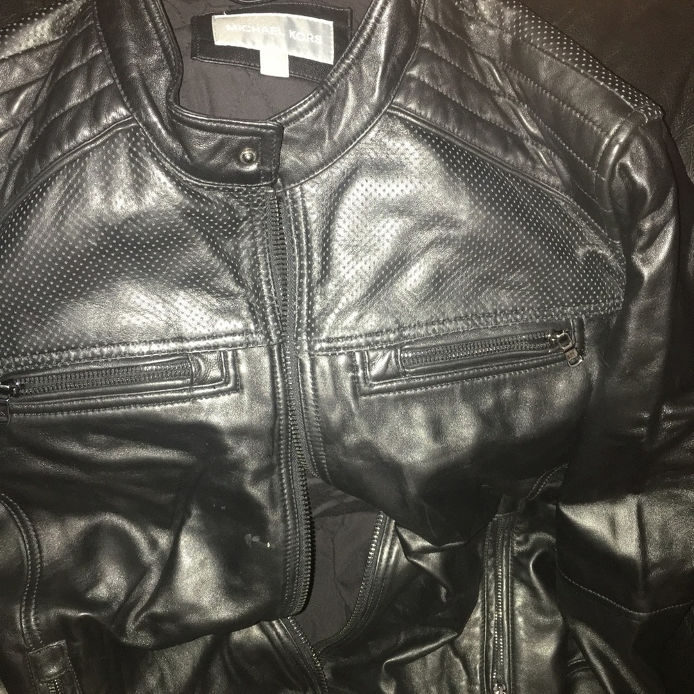 New Michael Kors jacket large black leather